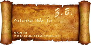 Zelenka Béla névjegykártya