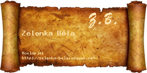 Zelenka Béla névjegykártya